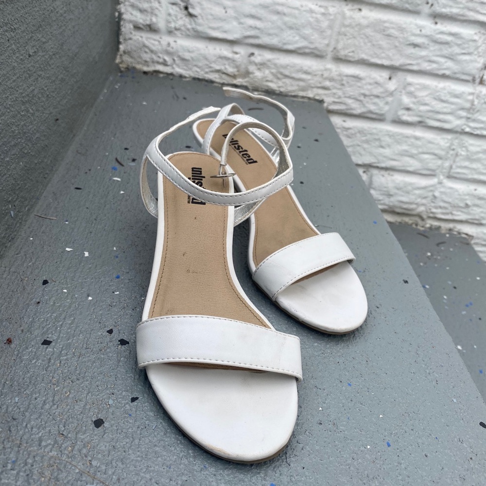 White Strappy Short Heels